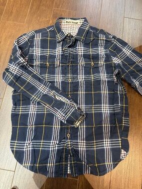 Tailor Vintage Navy and White Plaid Button-Down Shirt